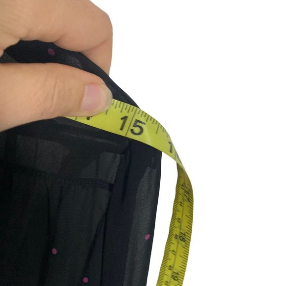 Vintage 90s Black Pink Sheer Micro Dot Long Sleeve Button Up Secretary Top Mediu - Picture 5 of 8